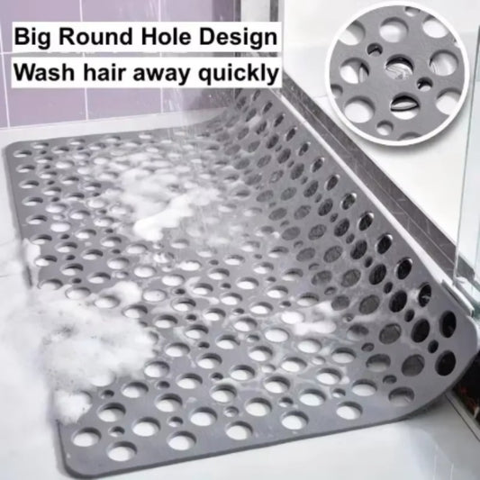 Square Non-slip Bathroom Mat With Suction Cup And Round Hole Design Shower Anti-fall Household Shower Massage Quick Drainage Mat